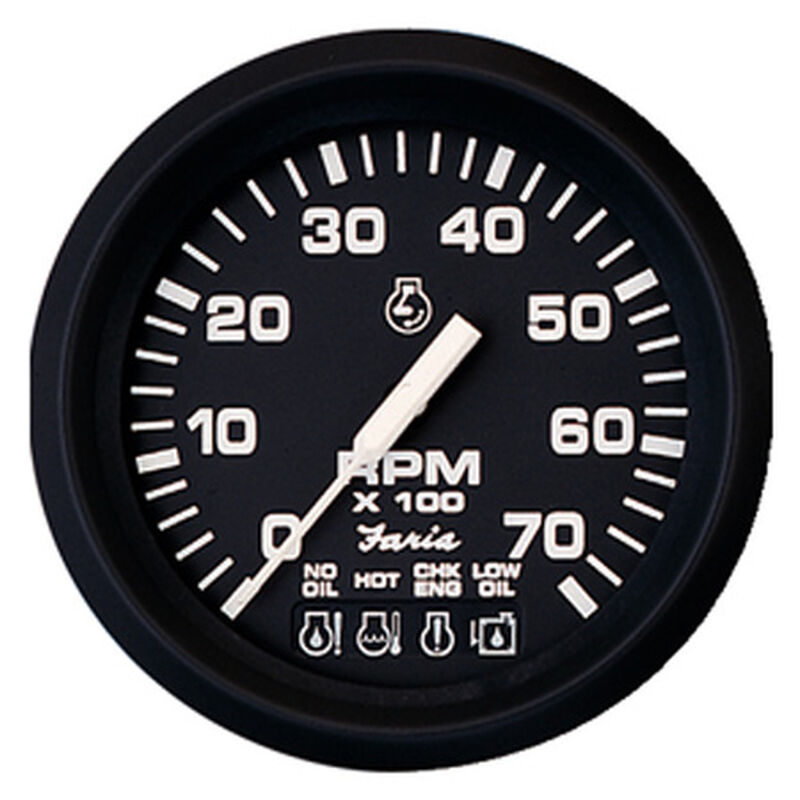 Faria 4" Euro Black Series Tachometer, 4,000 RPM Diesel / Magnetic Fly image number 1
