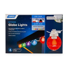 Outdoor Globe Lights, 6-Globe, Black Cord, MultiColor