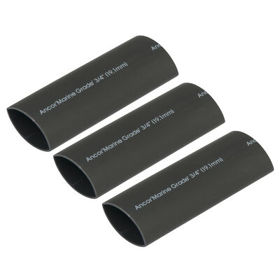Ancor Adhesive-Lined Heat Shrink Tubing, 8 - 2/0 AWG, 3" L, 3-Pk., Black