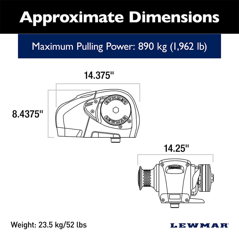 Lewmar H3 Gypsy/Drum 12V RC10MM (506) 3/8"BBB image number 2