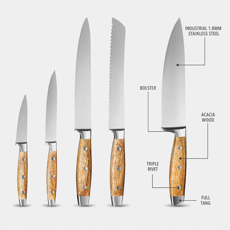 Art and Cook 6 Piece Knife Set with Magnetic Wood Block in Dark Walnut image number 2