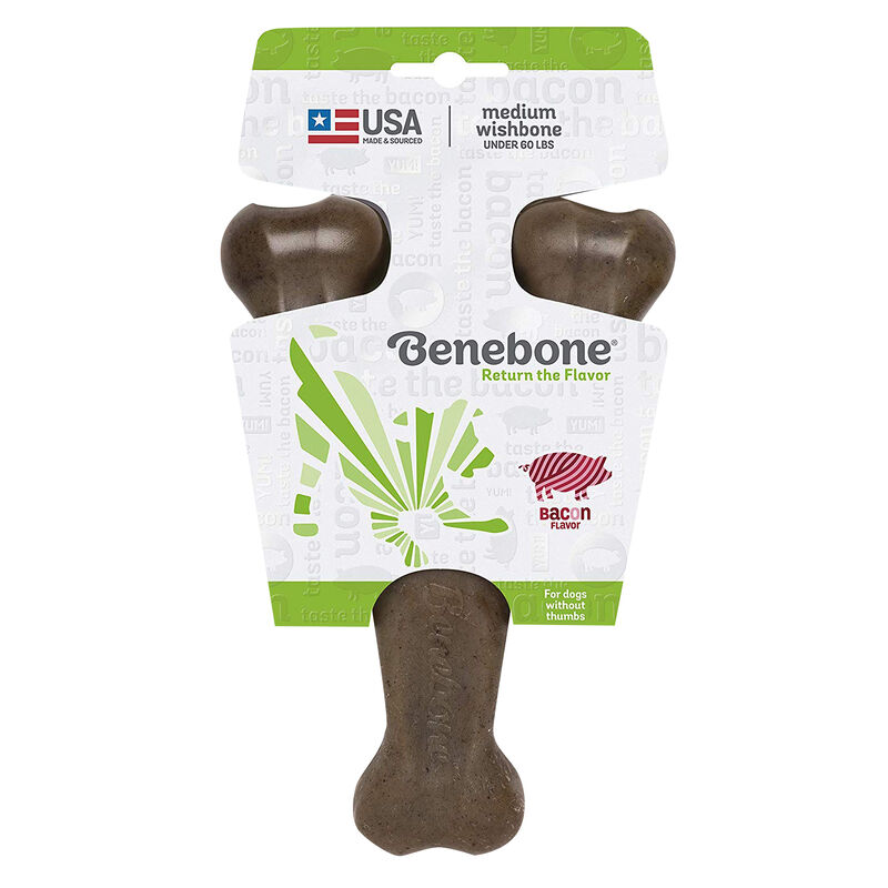 Benebone Wishbone Chew Toy, Bacon, Medium image number 2