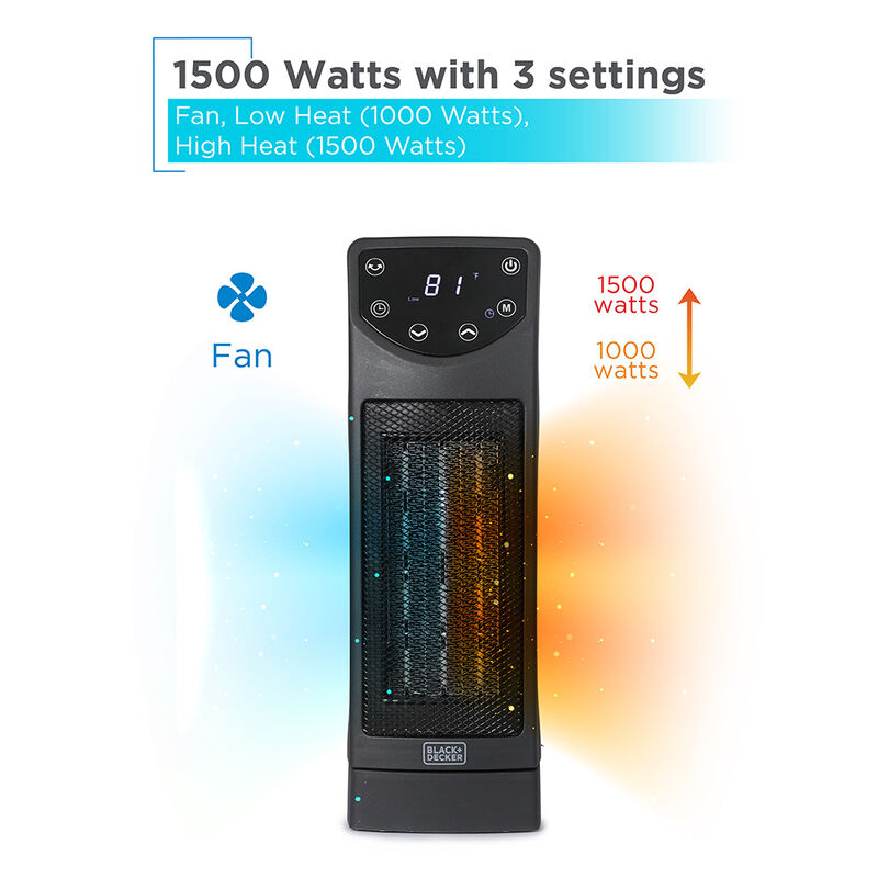 Black+Decker 1500W Oscillating Ceramic Electric Heater image number 4