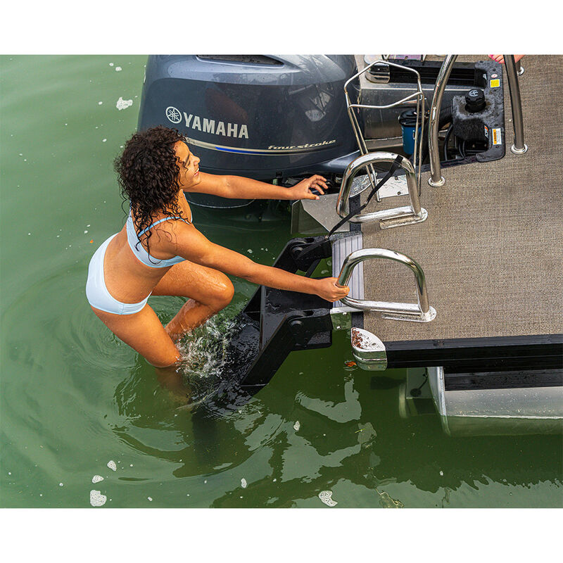 Lippert SureStep Free-Fit Pontoon Ladder, Stainless Steel Handrails image number 2