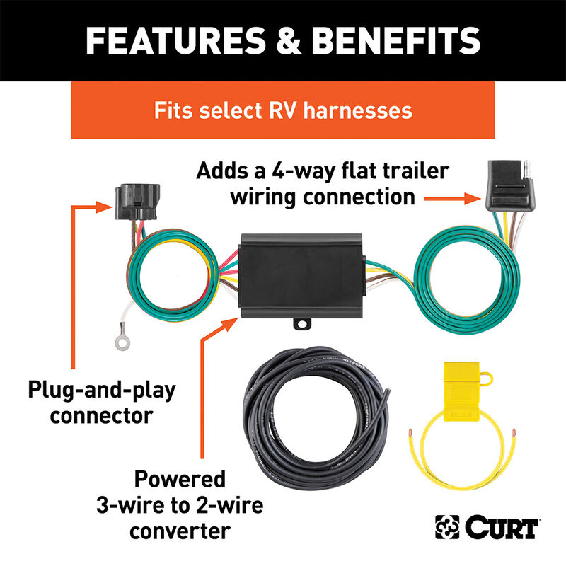 CURT 58920 Custom Towed-Vehicle RV Wiring Harness Add-On image number 2