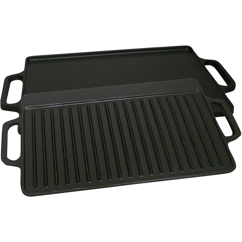 King Kooker 9.25" x 15.75" Two-Sided Pre-Seasoned Cast Iron Griddle image number 1