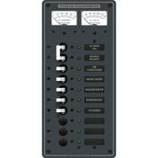 Blue Sea Systems Panel, AC Main + 8 Positions, Micro Voltmeter and Ammeter