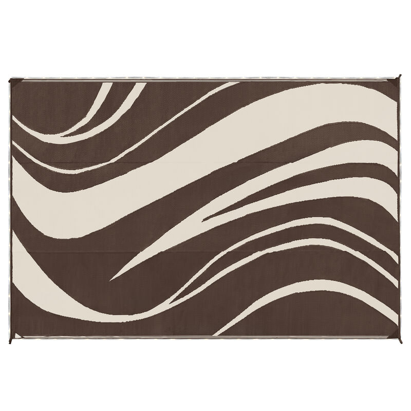 LED Illuminated Patio Mat with Wave Design, 9' x 12', Brown image number 1