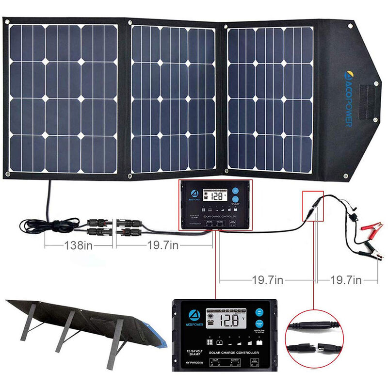 ACOPOWER LTK 120W Foldable Solar Panel Suitcase with 10A Charge Controller image number 2