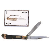 Old Timer Gunstock Trapper Folding Pocket Knife With Playing Cards Package