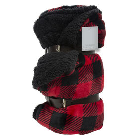 Lazy Mondays Velvet Sherpa Throw -  Buffalo Check
