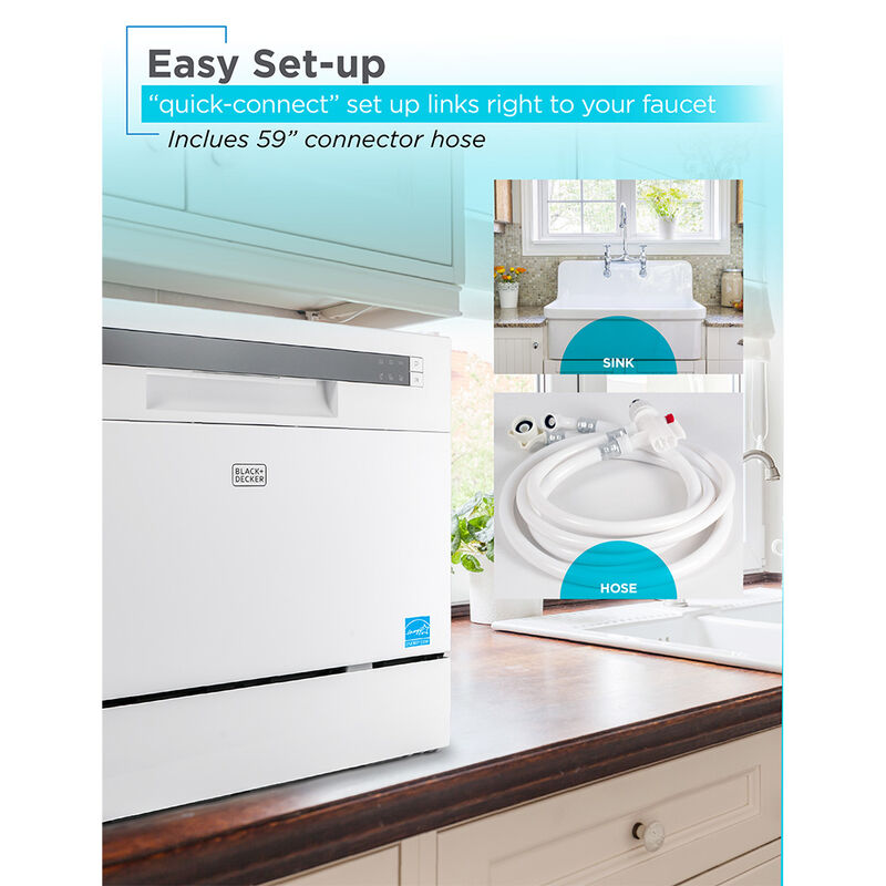 Black+Decker Countertop 6-Place Setting Dishwasher, White image number 5