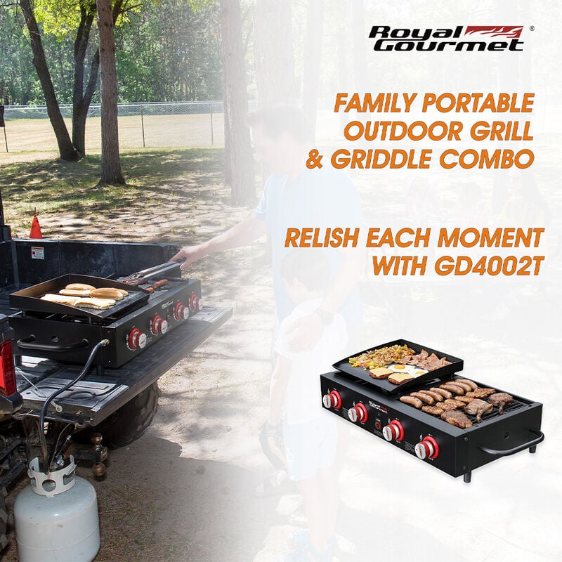 Royal Gourmet Portable 4-Burner Tabletop Gas Griddle and Grill Combo image number 12