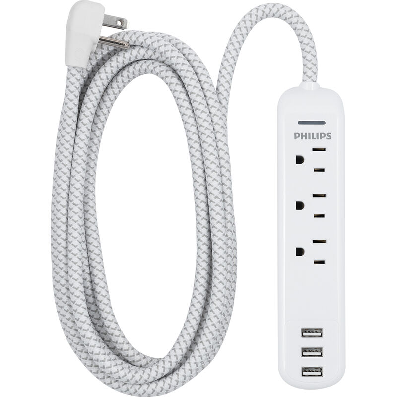 Philips 3-Outlet Grounded 6' Extension Cord with 3 USB Ports image number 1