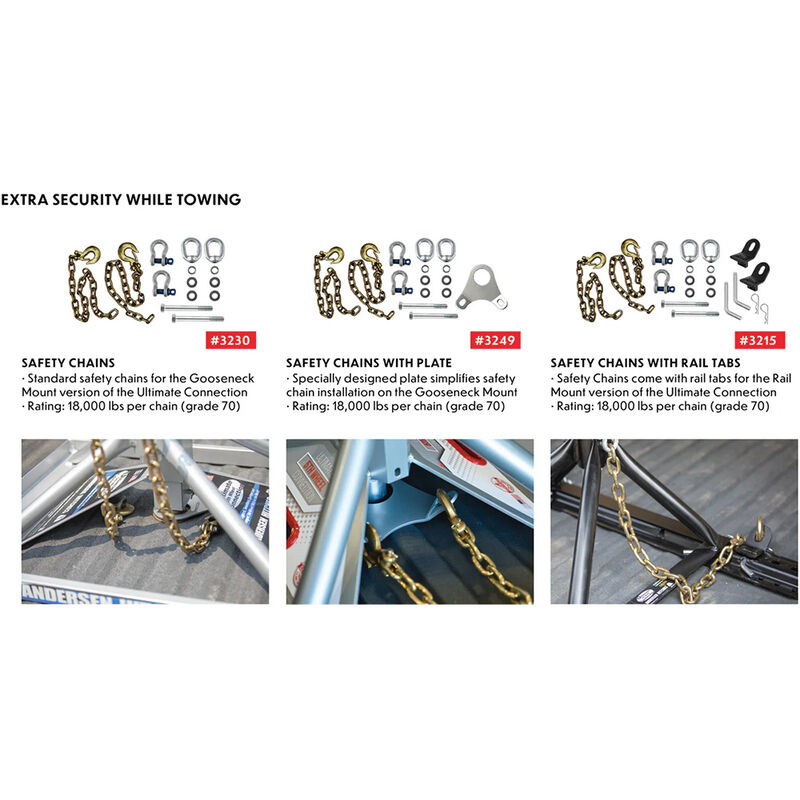 Andersen Hitches Ultimate Connection Safety Chains with Rail Tabs image number 3