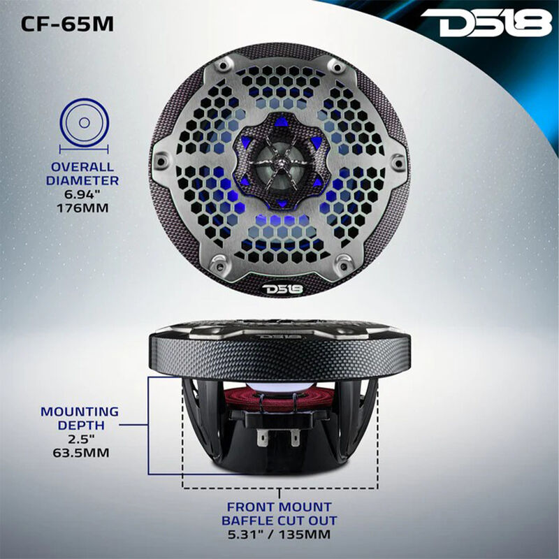 DS18 NXL-6 6.5" Two-Way Coaxial Marine Speakers with RGB LED Lights, Pair image number 7