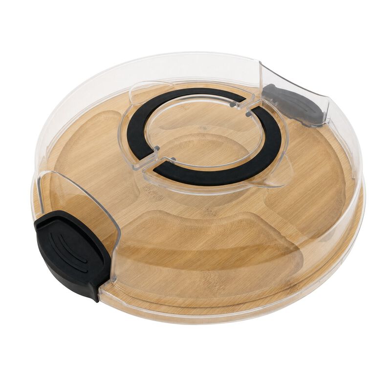 Brookstone 5-Compartment Bamboo Serving Platter with Lid image number 4