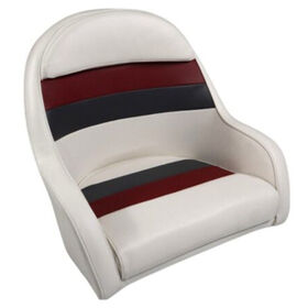 Horizon Manufacturing Premium Series Pontoon Bucket Style Captain Chair - White/Red/Charcoal