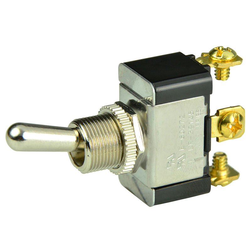 BEP SPDT Chrome Plated Toggle Switch, On/Off/(On) image number 1