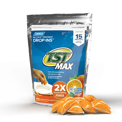 Camco TST MAX RV Toilet Treatment, Citrus Scent, 15 Drop-Ins