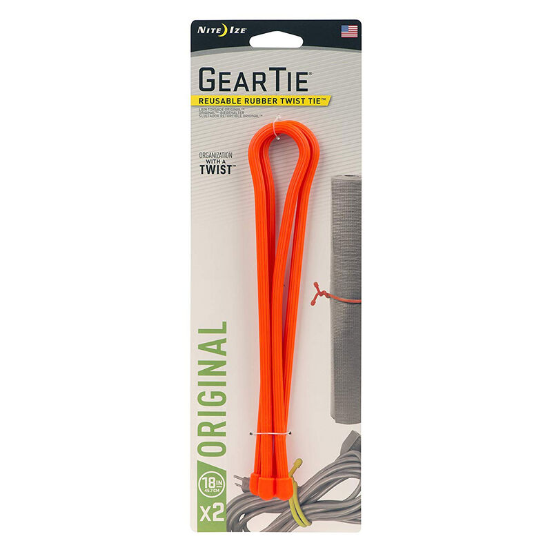 Nite Ize 18" Orange Reusable Rubber Twist-Tie, 2-Pack image number 1