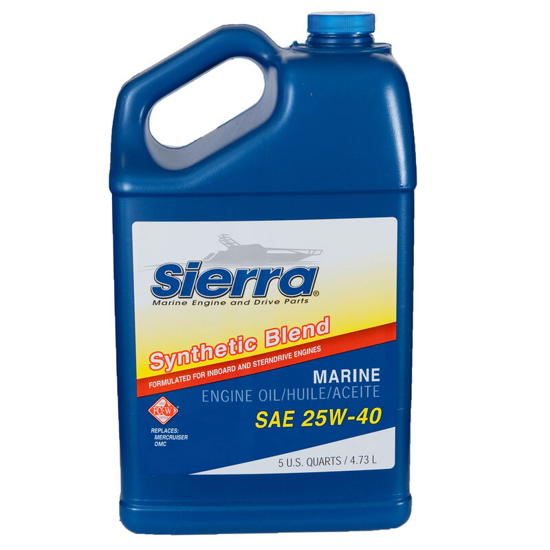 Sierra SAE 25W-40 Synthetic Blend Oil For Inboard and Sterndrive Engines, 5 qts. image number 1