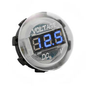 White Digital Volt Meter Round Gauge with Blue LED Lighting - 12 volt operation range