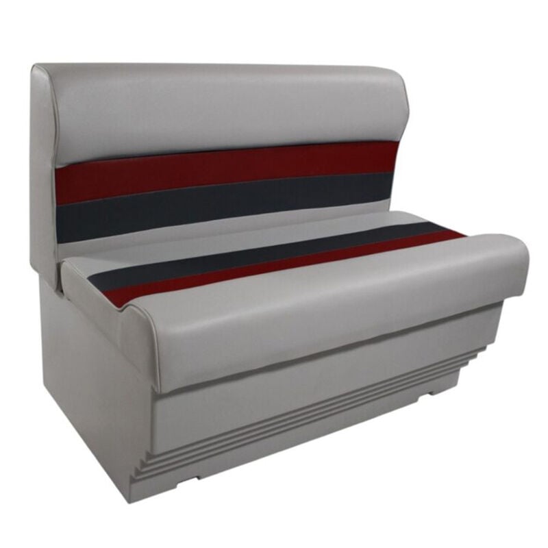 Horizon Manufacturing Premium Series 37" Pontoon Bench Seat Cushion Set w/ Base - Gray/Red/Charcoal