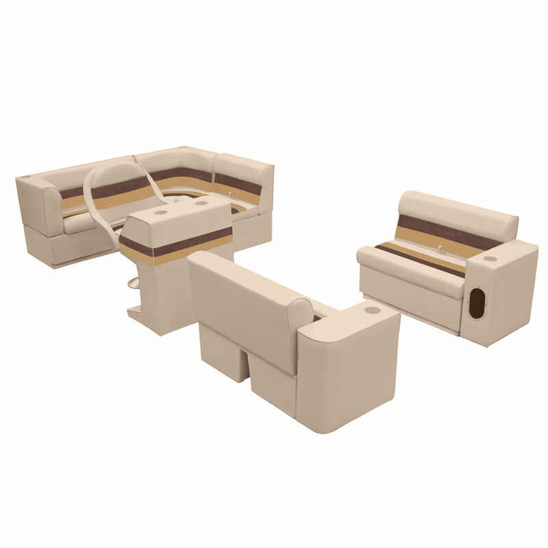 Deluxe Pontoon Furniture with Toe Kick Base, Group 1 Package, Sand/Chestnut/Gold image number 1