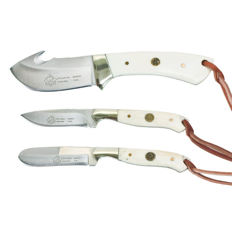 Puma SGB TrophyCare 3-Piece White Bone Knife Set image number 1