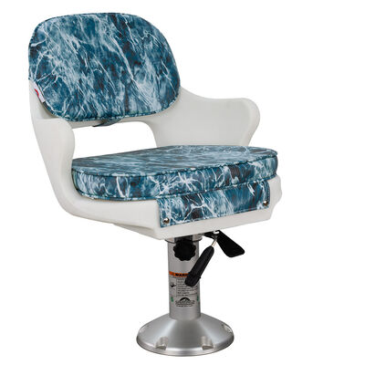 Springfield Yachtsman Molded Seat with Pedestal Package, Mossy Oak Elements Agua Spindrift Pattern