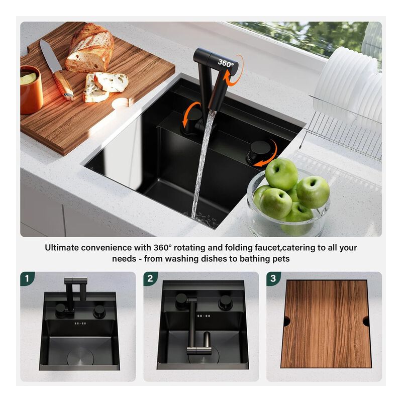 WELLFE RV Kitchen 16 x 21 x 9 in Undermount Bar Sink, 16 Gauge image number 4