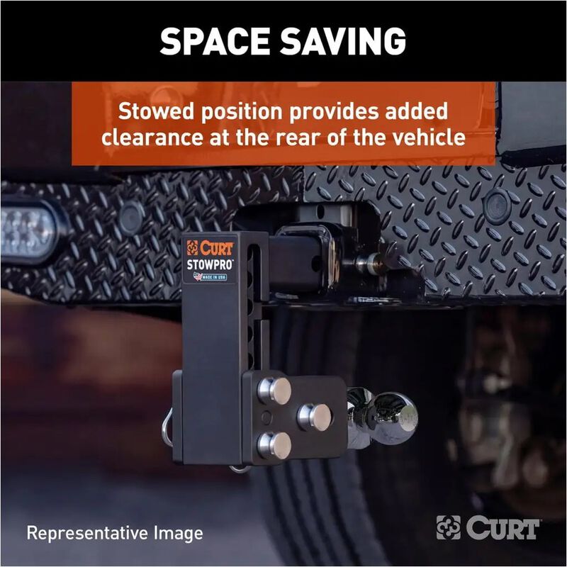 CURT StowPro Adjustable Ball Mount, 5 in Drop, 2-1/2 in Shank, Dual Ball #45971 image number 10