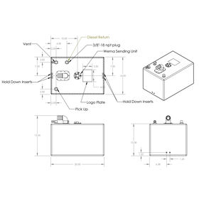 Scepter Rectangle 13-Gallon Fuel Tank, 20"L x 14"W x 12"H