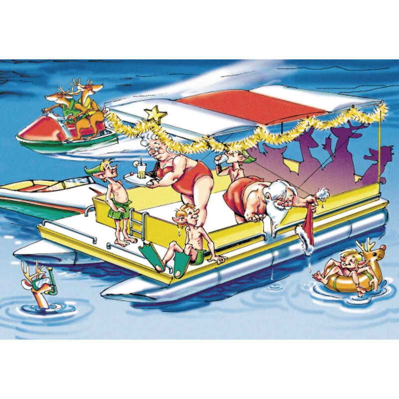 Santa's Pontoon Party Christmas Cards image number 1