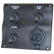 Seasense Marine Splash-Proof 3-Gang Switch Panel with 12V Socket