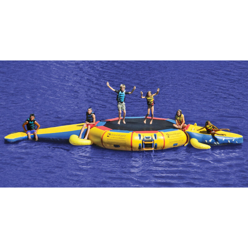 best-water-trampolines-Island Hopper 13' Bounce 'N Splash Water Bouncer & Gator Monster Water Park