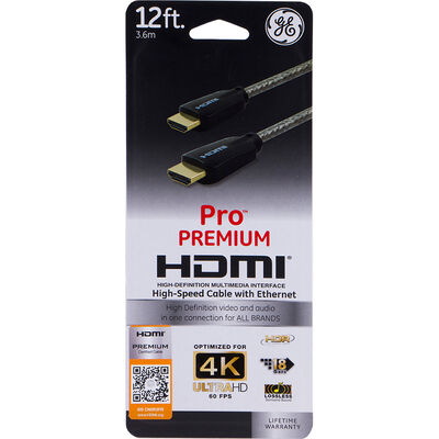 GE Pro Premium 12' HDMI Cable with Ethernet