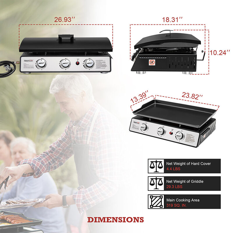 Royal Gourmet PD2301S 3-Burner Portable Gas Griddle image number 8