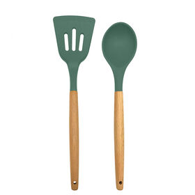 Phantom Chef Silicone Slotted Turner and Spoon Set, Green