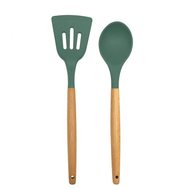 Phantom Chef Silicone Slotted Turner and Spoon Set, Green image number 1