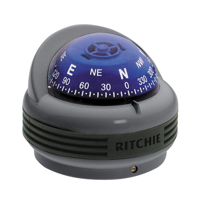 Ritchie Trek TR-33 Surface-Mount Compass, Gray With Blue Dial image number 1