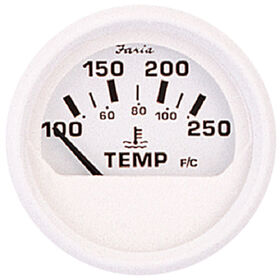 Faria 2" Dress White Series Water Temperature Gauge, 100-250&deg;F