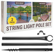 Excello Global Bistro String Light Poles - 2 Pack - Extends to 10’