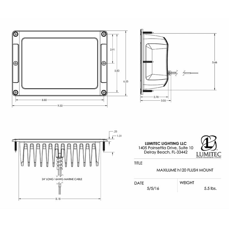 Lumitec Maxillume h120 - Flush Mount Flood Light - White Housing - White Dimming image number 3