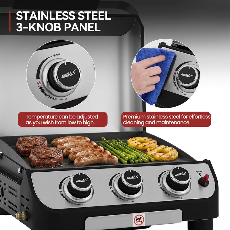 Royal Gourmet PD1505S Portable Flat Top Gas Griddle with Hood image number 11