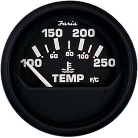 Faria 2" Euro Black Series Water Temperature Gauge, 100-250&deg;F