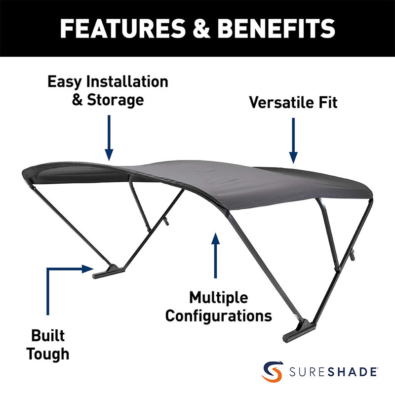 SureShade Pontoon Power Bimini Top, Black Frame image number 2