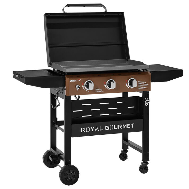 Royal Gourmet 3-Burner Gas Griddle w/ Hood & Shelves - GB3000PY image number 12
