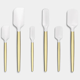 Art and Cook 6 Piece Silicone Spatula Set, White/Gold